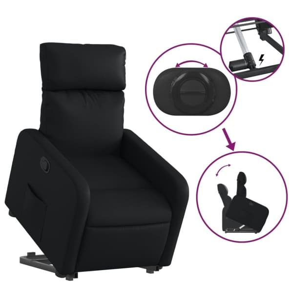 vidaXL Reclinerfåtölj med uppresningshjälp svart konstläder