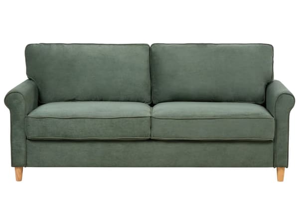 3-personers sofa Mørkegrønt fløjlsstof Træstel Pocketfjedre Stuesofa, Stue, Opholdsrum Værelse