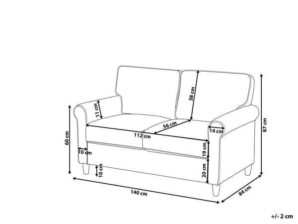 Sofa Lysebrunt stof Træramme Svingfjedre Stue 2 sæder moderne stil Stue Opholdsrum