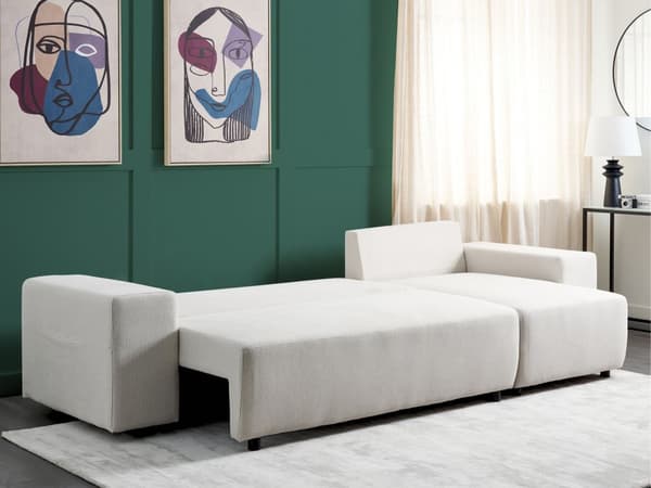 Vänster Hörnsoffa Ljusbeige 3 Sits Extra Kuddar med Förvaring Modernt Vardagsrum