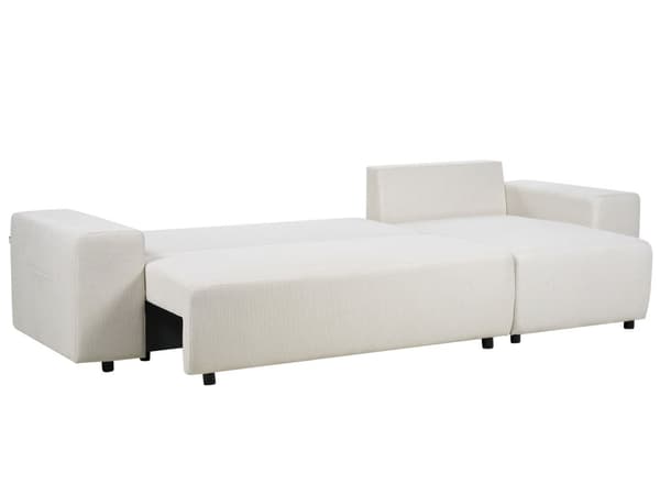 Vänster Hörnsoffa Ljusbeige 3 Sits Extra Kuddar med Förvaring Modernt Vardagsrum