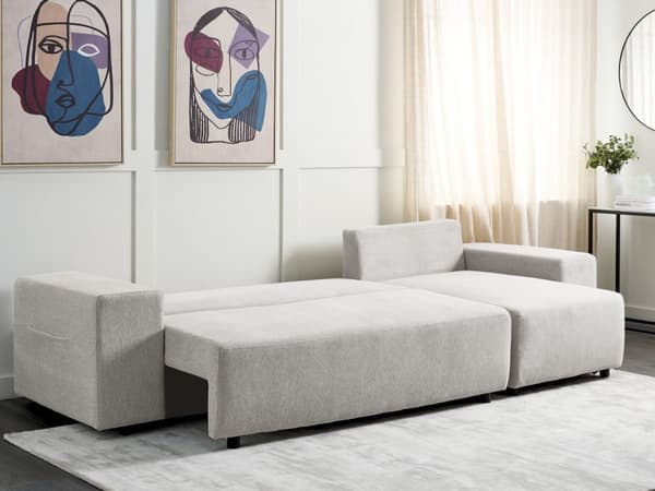Vänsterhörnsoffa Ljusgrå 3-sits Extra kuddar med förvaring Modernt vardagsrum