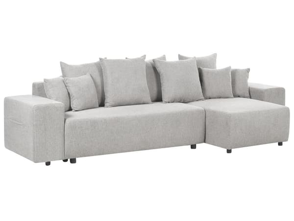 Vänsterhörnsoffa Ljusgrå 3-sits Extra kuddar med förvaring Modernt vardagsrum
