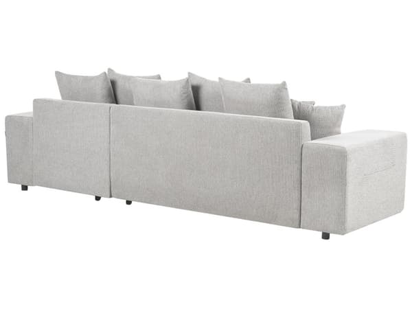 Vänsterhörnsoffa Ljusgrå 3-sits Extra kuddar med förvaring Modernt vardagsrum