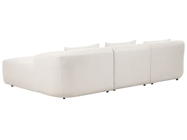 Venstrehånds 3-seters hjørnesofa Beige stoffpolstring Skinnearmlener Ekstra puter Minimalistisk moderne stil