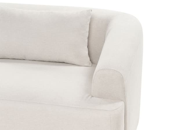 Venstrehånds 3-seters hjørnesofa Beige stoffpolstring Skinnearmlener Ekstra puter Minimalistisk moderne stil