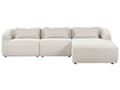 Miniatyrbilde 1 av 10: Venstrehånds 3-seters hjørnesofa Beige stoffpolstring Skinnearmlener Ekstra puter Minimalistisk moderne stil