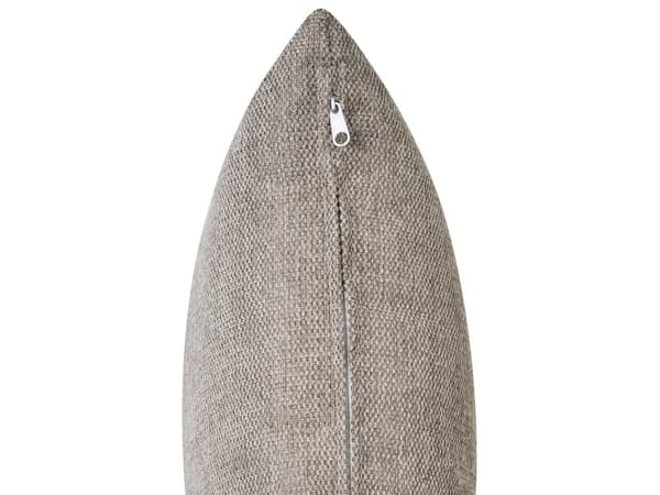 Venstrehånds 3-seters hjørnesofa Taupe stoffpolstring Skinnearmlener Ekstra puter Minimalistisk moderne stil