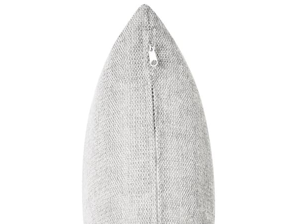 Venstrehånds 3-seters hjørnesofa Grå stoffpolstring Skinnearmlener Ekstra puter Minimalistisk moderne stil