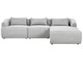 Miniatyrbilde 1 av 11: Venstrehånds 3-seters hjørnesofa Grå stoffpolstring Skinnearmlener Ekstra puter Minimalistisk moderne stil