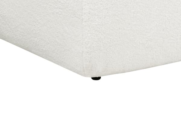 Venstrehånds 3-seters hjørnesofa Hvit bouclepolstring Skinnearmlener Ekstra puter Minimalistisk moderne stil