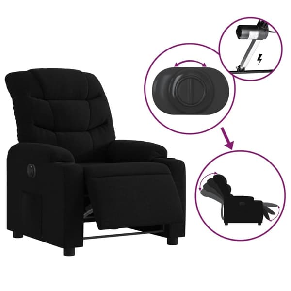 vidaXL Elektrisk reclinerfåtölj svart tyg