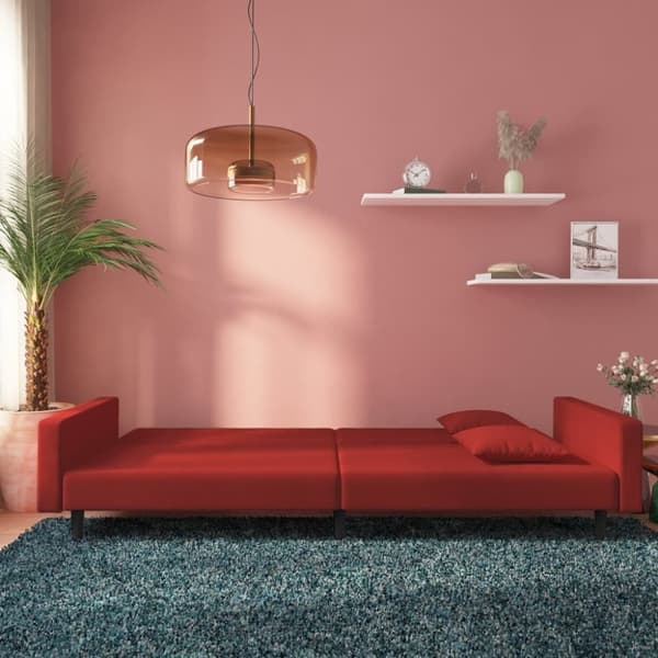 vidaXL 2-personers sovesofa med 2 puder fløjl vinrød