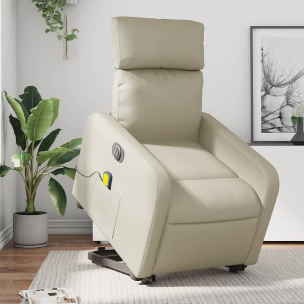 vidaXL massagestol med løftefunktion kunstlæder cremefarvet
