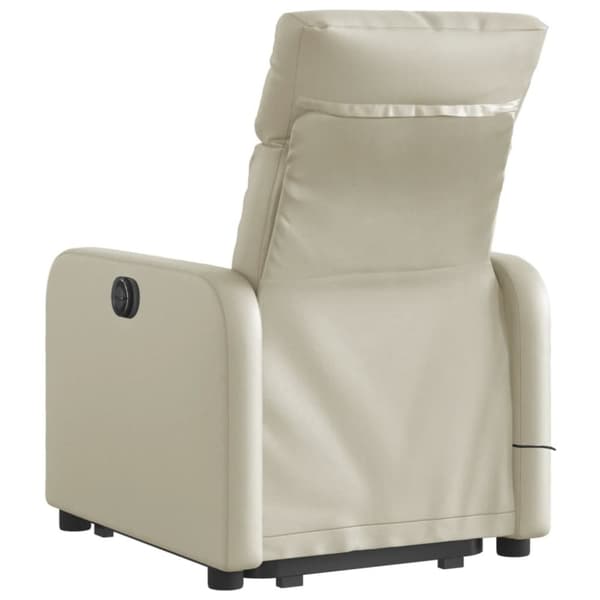 vidaXL Massagefåtölj med uppresningshjälp gräddvit konstläder