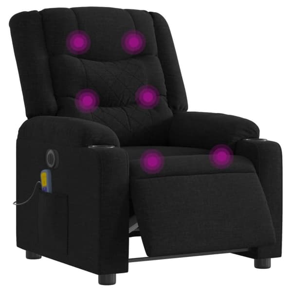vidaXL Elektrisk massagefåtölj med uppresningshjälp svart tyg