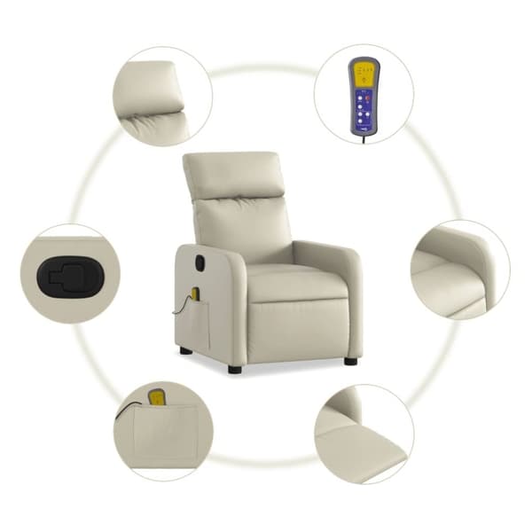 vidaXL massagestol kunstlæder cremefarvet