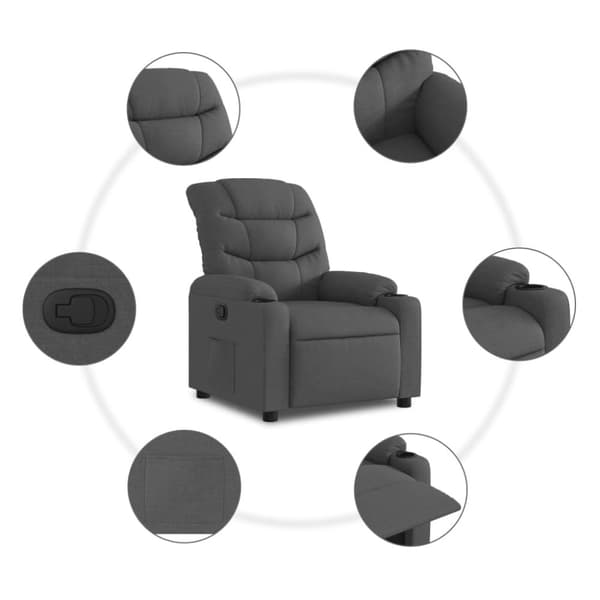 vidaXL Reclinerfåtölj mörkgrå tyg