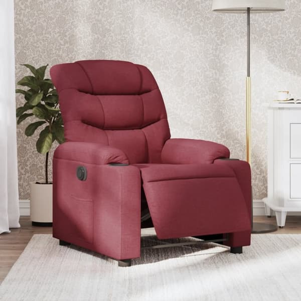 vidaXL Elektrisk reclinerfåtölj vinröd tyg