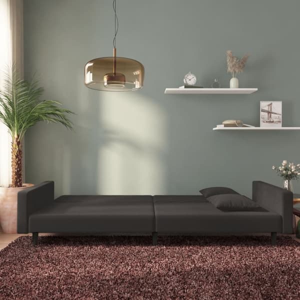 vidaXL 2-personers sovesofa med 2 puder fløjl sort