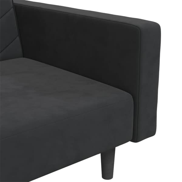 vidaXL Bäddsoffa 2-sits med två kuddar svart sammet