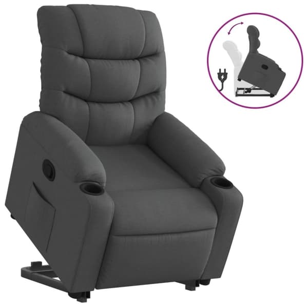 vidaXL Reclinerfåtölj med uppresningshjälp mörkgrå tyg