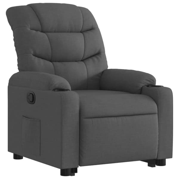 vidaXL Reclinerfåtölj med uppresningshjälp mörkgrå tyg