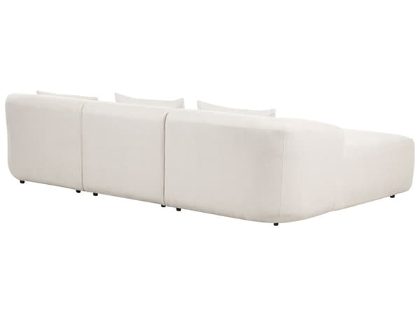 Hjørnesofa med Chaiselong Beige Polyester 3 Personers Sofa L Formet Dyb Sofahjørne Siddemøbel Blød Stofsofa Højrevendt