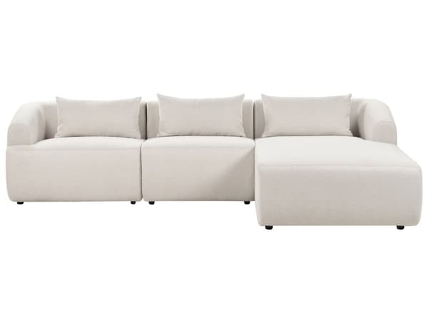 Vänster 3-sits hörnsoffa Beige tygklädd Track Armstöd Extra kuddar Minimalistisk modern stil