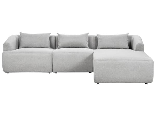 Vänster 3-sits hörnsoffa Grå tygklädd Track Armstöd Extra kuddar Minimalistisk modern stil