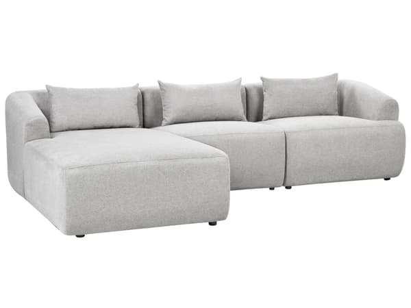 Höger 3-sits hörnsoffa Grått tyg Klädd Track Armstöd Extra kuddar Minimalistisk Modern Stil