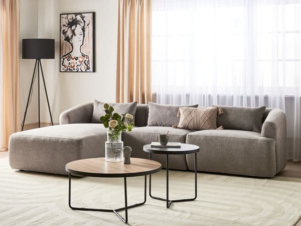 Höger 3-sits hörnsoffa Taupe tyg stoppad Track Armstöd Extra kuddar Minimalistisk modern stil