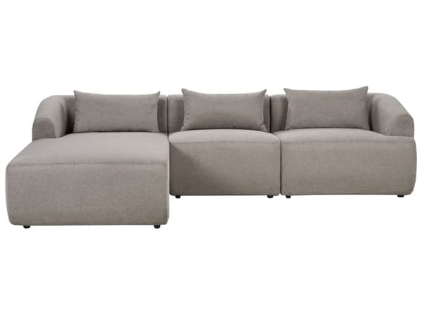 Höger 3-sits hörnsoffa Taupe tyg stoppad Track Armstöd Extra kuddar Minimalistisk modern stil