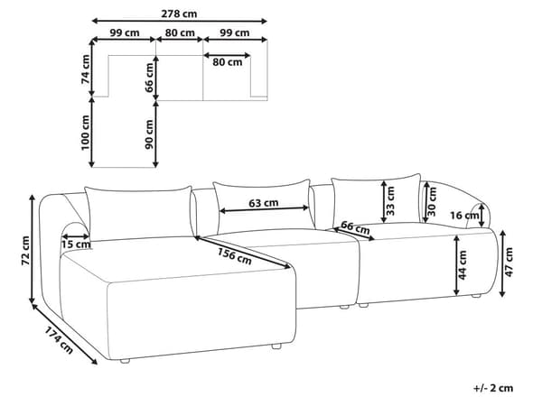 Hjørnesofa med Chaiselong Hvid Polyester 3 Personers Sofa L Formet Dyb Sofahjørne Siddemøbel Blød Stofsofa Højrevendt