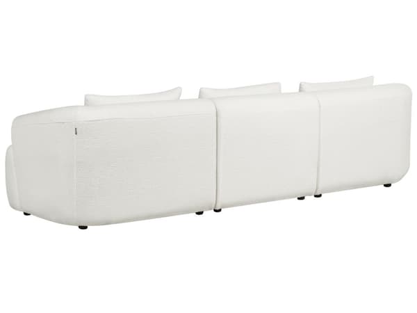 Hjørnesofa med Chaiselong Hvid Polyester 3 Personers Sofa L Formet Dyb Sofahjørne Siddemøbel Blød Stofsofa Højrevendt