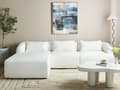 Miniatyrbillede 2 af 11: Hjørnesofa med Chaiselong Hvid Polyester 3 Personers Sofa L Formet Dyb Sofahjørne Siddemøbel Blød Stofsofa Højrevendt