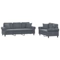 Miniatyrbillede 2 af 8: vidaXL sofasæt 2 dele med puder velour mørkegrå