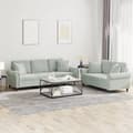 Miniatyrbillede 1 af 8: vidaXL sofasæt 2 dele med puder velour lysegrå