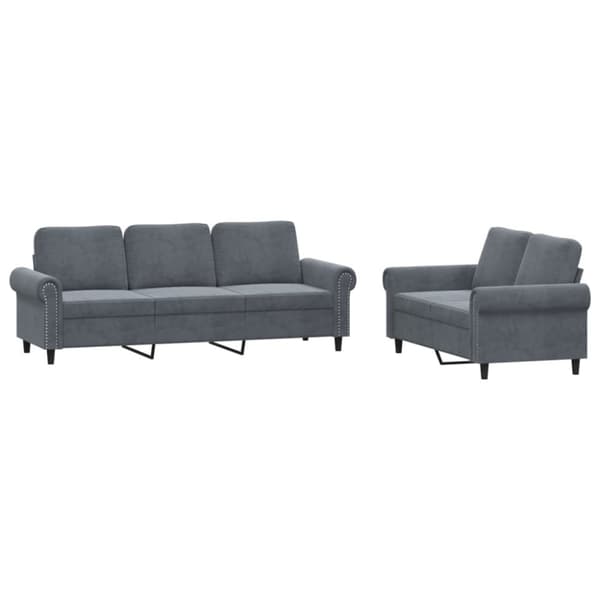 vidaXL sofasæt 2 dele med hynder velour mørkegrå