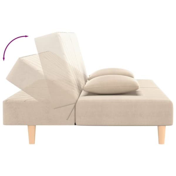 vidaXL 2-personers sovesofa med 2 puder stof cremefarvet