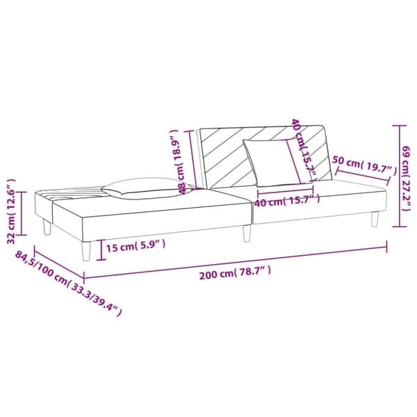 vidaXL 2-personers sovesofa med 2 puder stof cremefarvet