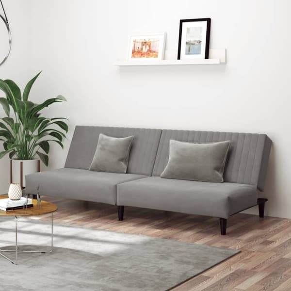 vidaXL Bäddsoffa 2-sits ljusgrå sammet