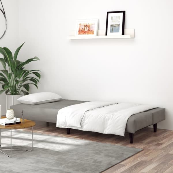 vidaXL Bäddsoffa 2-sits ljusgrå sammet
