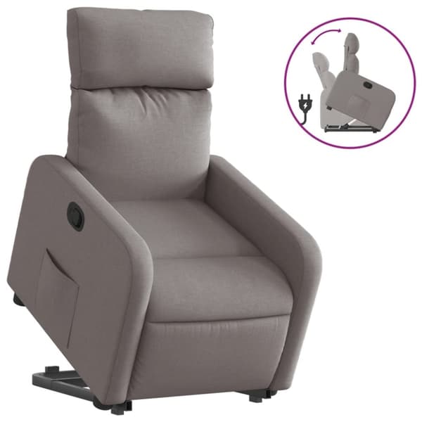 vidaXL Reclinerfåtölj med uppresningshjälp taupe tyg