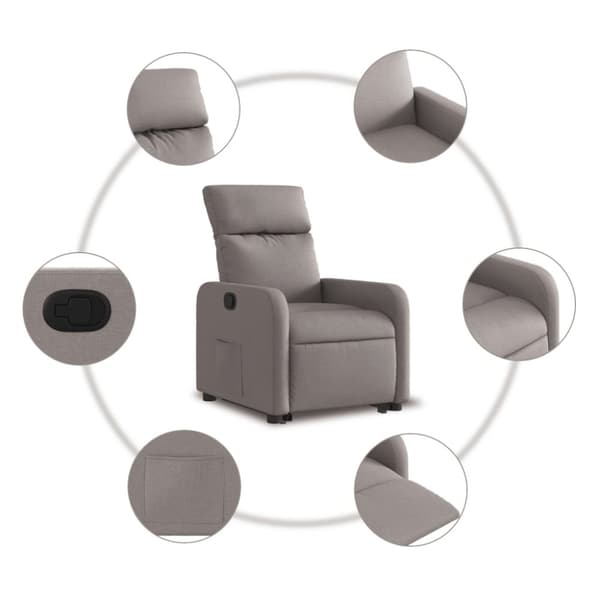vidaXL Reclinerfåtölj med uppresningshjälp taupe tyg