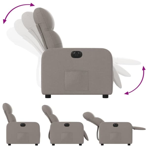 vidaXL Elektrisk reclinerfåtölj taupe tyg