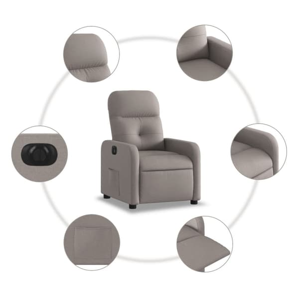 vidaXL Elektrisk reclinerfåtölj taupe tyg