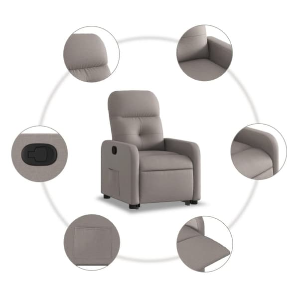 vidaXL Reclinerfåtölj med uppresningshjälp taupe tyg