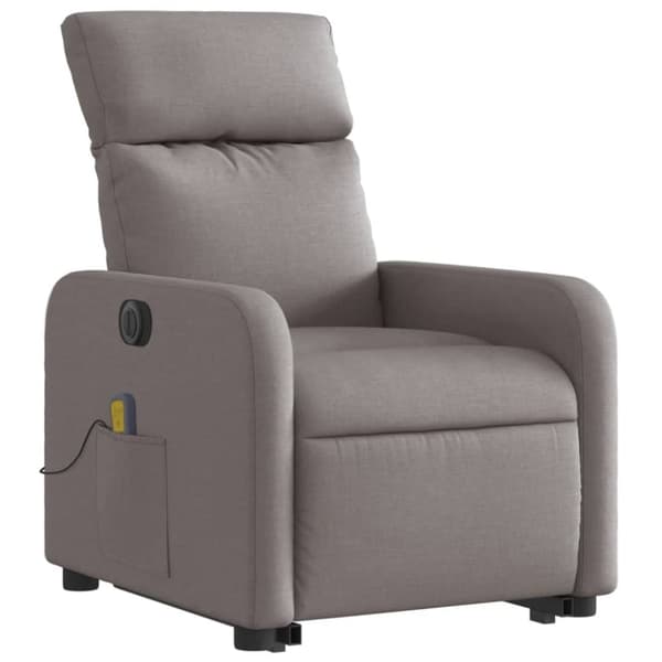 vidaXL Elektrisk massagefåtölj med uppresningshjälp taupe tyg
