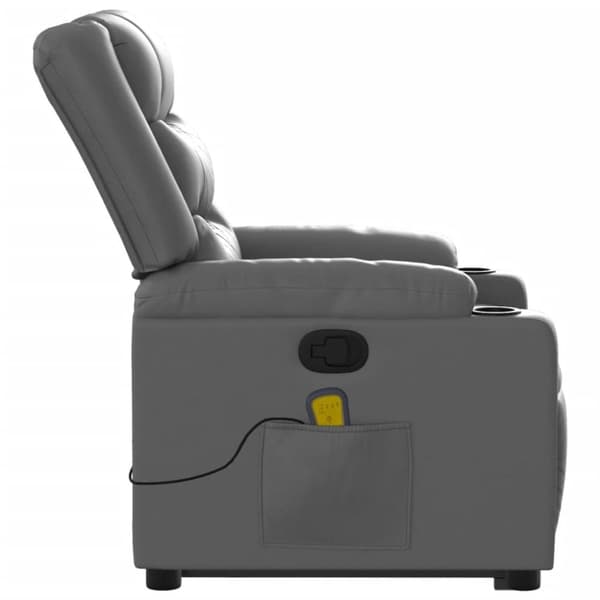 vidaXL Massagefåtölj med uppresningshjälp Grå konstläder